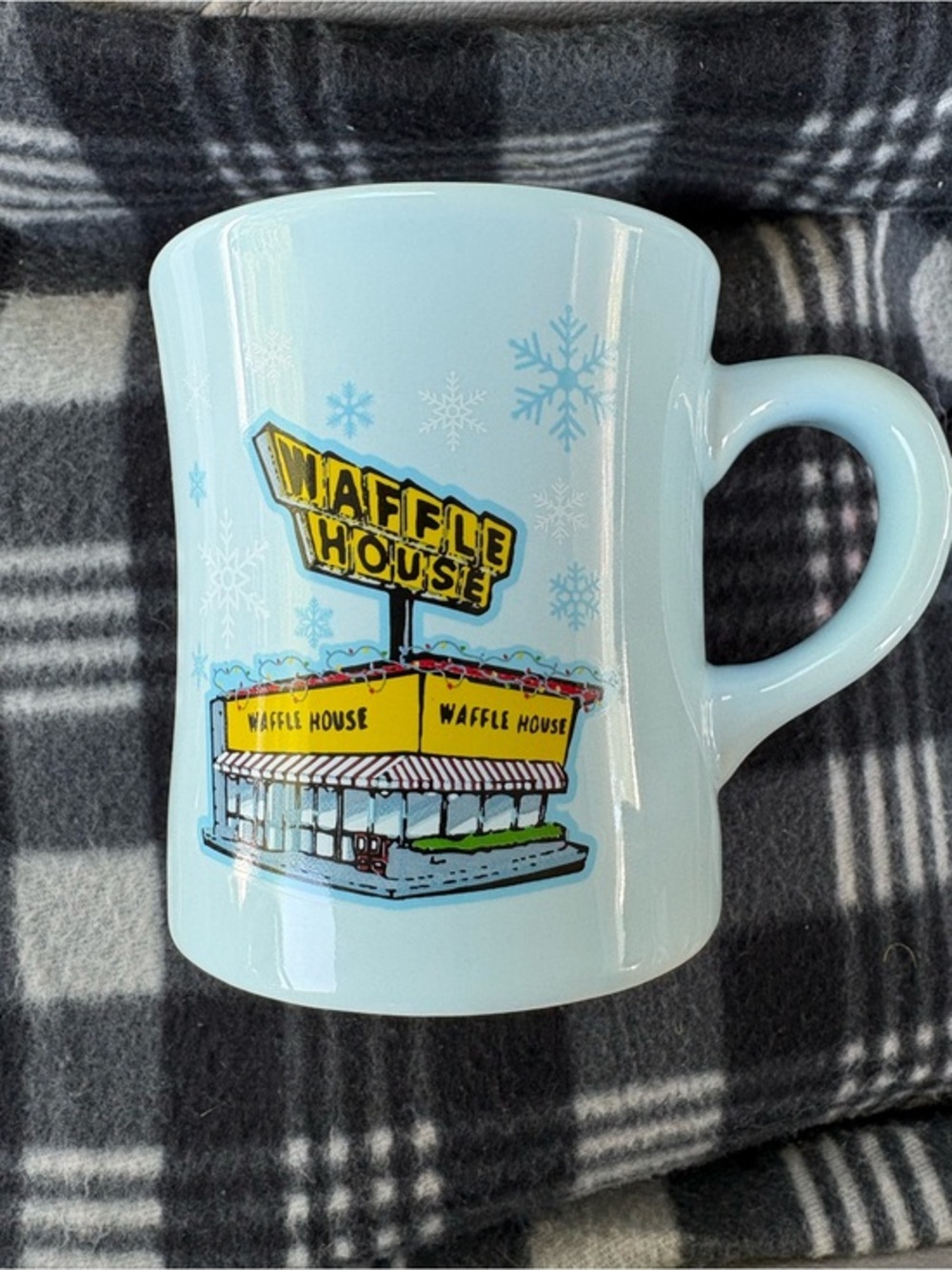 Waffle House 2023 Holiday Snowflake Mug Light Blue Christmas Collector Cup